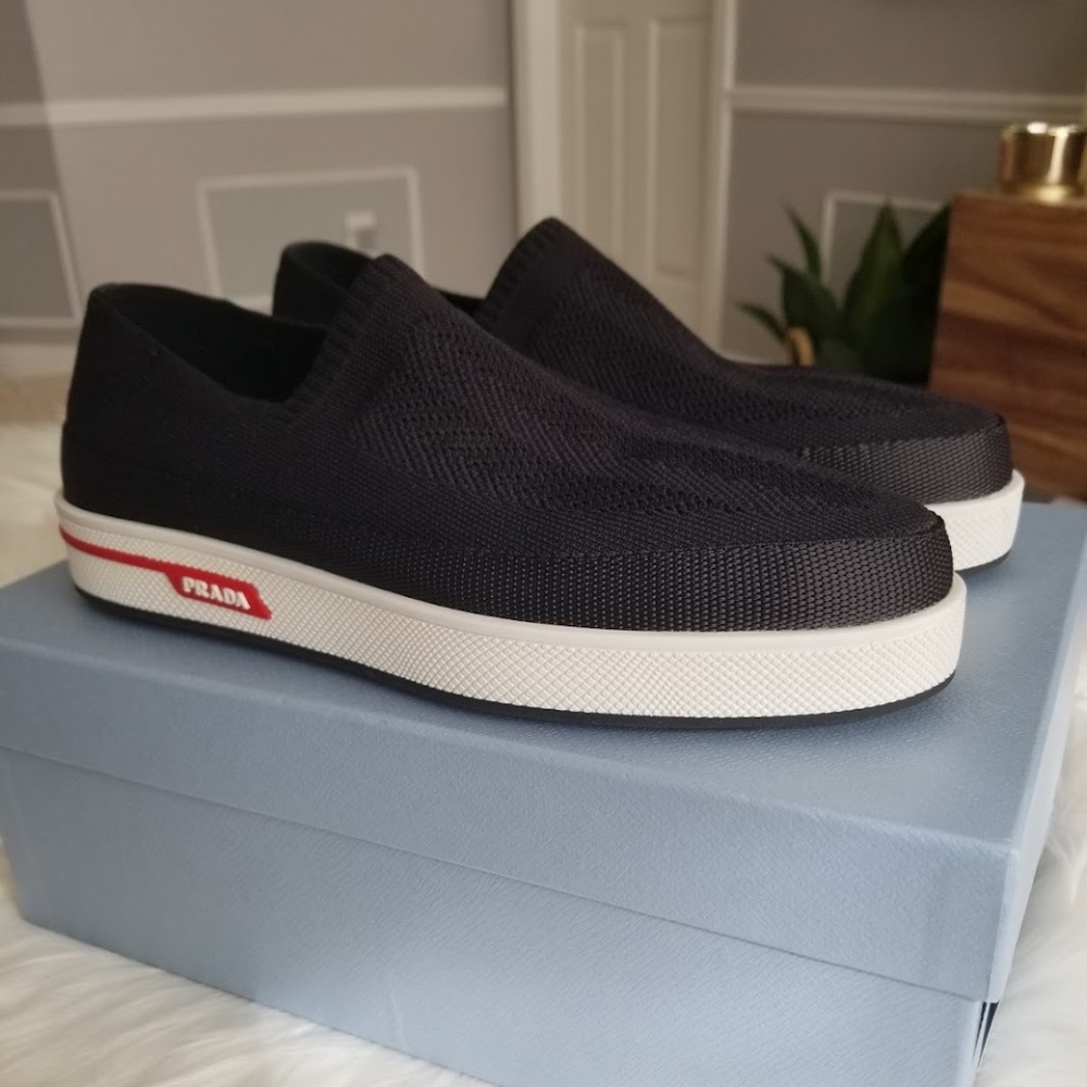 PRADA Slip-on Knit Sneakers Size 36.5